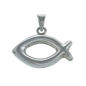 Vintage Mexico Sterling Silver 925 Jesus Fish Christian Ichthys Symbol Pendant